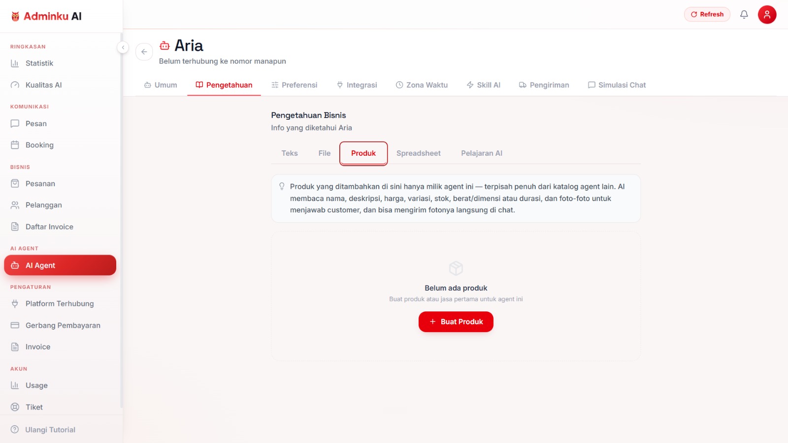 Menambahkan produk di sub-tab Produk